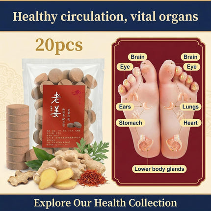20Pcs Ginger Foot Soak Effervescent Tablets, Mugwort Herbal Detox Feet Soak for Foot Care Spa Relaxation for Muscles Remove Dampness Toxins Improve Sleeping