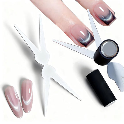 Double-Head French Nail Art Magnet Set Cat Eye Magnetic Rod Combination Nail Art DIY V-Shaped Effect Gel Nail Polish Magnet