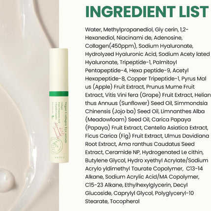 Suero Vegano De Colágeno Para Ojos K Beauty Triple Ácido Hialurónico Y Suero De Colágeno Peptídico Que Mejora La Elasticidad De La Piel 0.33 Fl. Oz.