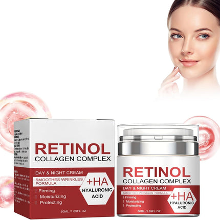 Crema Antiedad Con Retinol Y Colágeno, Crema Facial Hidratante Antiedad, Day&Night Cream, Anti-Aging Moisturiser, Reduce Las Líneas De Expresión Y Las Arrugas, Reafirma E Hidrata La Piel