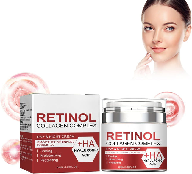 Crema Antiedad Con Retinol Y Colágeno, Crema Facial Hidratante Antiedad, Day&Night Cream, Anti-Aging Moisturiser, Reduce Las Líneas De Expresión Y Las Arrugas, Reafirma E Hidrata La Piel