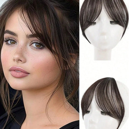Synthesis Wig Middle-Part Bangs Hair Extensions Clip in Forehead Natural Seamless French Oblique Bangs Eight-Character Bangs