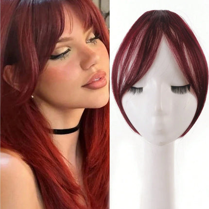 Synthesis Wig Middle-Part Bangs Hair Extensions Clip in Forehead Natural Seamless French Oblique Bangs Eight-Character Bangs