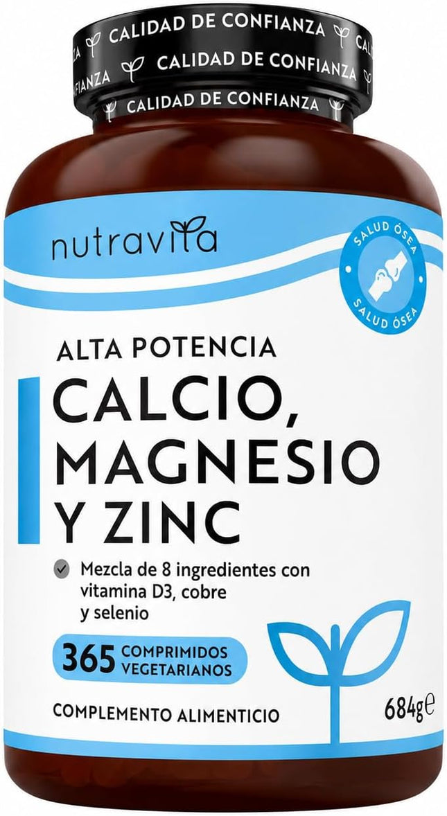 Nutravita Calcio Magnesio Zinc Y Vitamina D - 365 Tabletas Vegetarianas