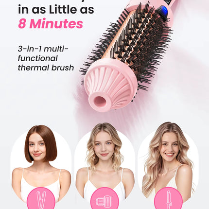 Dual Voltage Ionic Thermal Brush for Curling and Straightening 6 Temperature Settings & LED Digital Display Hot Air Styler