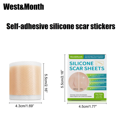 1 Roll Silicone Scar Sheets , 4Cmx150Cm Self-Adhesive Scar Cover Tape Reusable and Effective Skin Care Strips