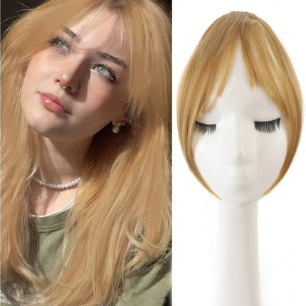 Synthesis Wig Middle-Part Bangs Hair Extensions Clip in Forehead Natural Seamless French Oblique Bangs Eight-Character Bangs