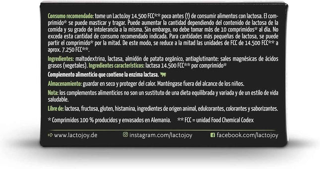 Pastillas de Lactasa LactoJoy 14500 FCC 80 Comprimidos
