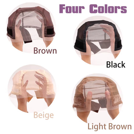 Female Headband Wig Cap Hd Lace Wig Cap for Wig Making U Part Wig Caps with Adjustable Velvet Wig Grip to Wear Wig Nude Hair Net