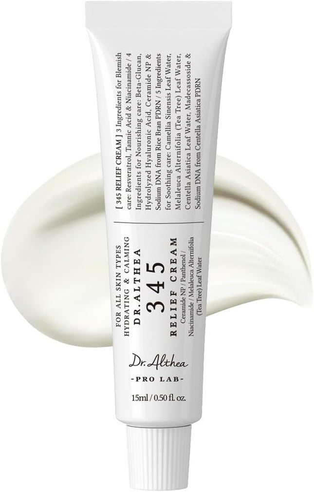 Dr.Althea 345 Relief Cream | Crema Hidratante Calmante Con PDRN Y Niacinamida | Cuidado Facial Vegano Coreano Para Todo Tipo De Piel (15Ml, Ver.2 - Pack of 1)
