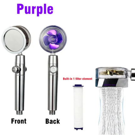 360 Degrees Rotation Turbo Fan Shower Head High Pressure Water Saving Spray Adjustable Showerhead Filters Bathroom Accessories