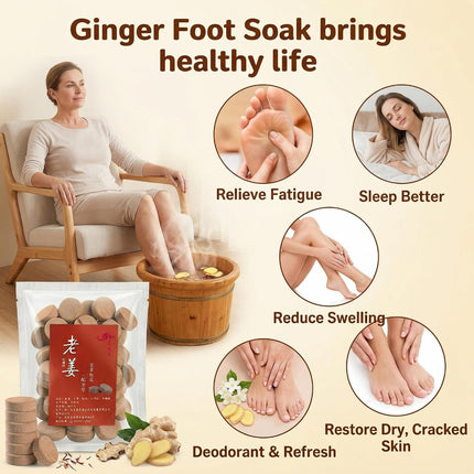 20Pcs Ginger Foot Soak Effervescent Tablets, Mugwort Herbal Detox Feet Soak for Foot Care Spa Relaxation for Muscles Remove Dampness Toxins Improve Sleeping