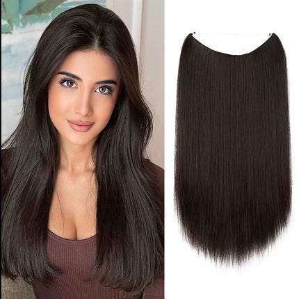 Synthetic No Clip Hair Extension Ombre Natural Fake False Long Straight Hairpiece Blonde Hair for Women