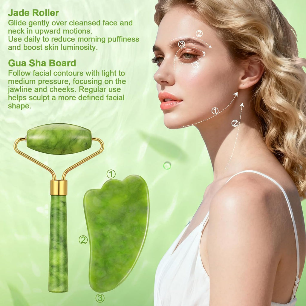 Set Gua Sha de Jade — Drena, Relaja, Esculpe tu Rostro