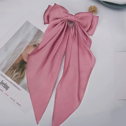 Bow Ribbon Hair Clip for Women Bowknot Barrettes Girls Solid Stain Spring Ponytail Clip Headband Hair Accessories Headwear Gift