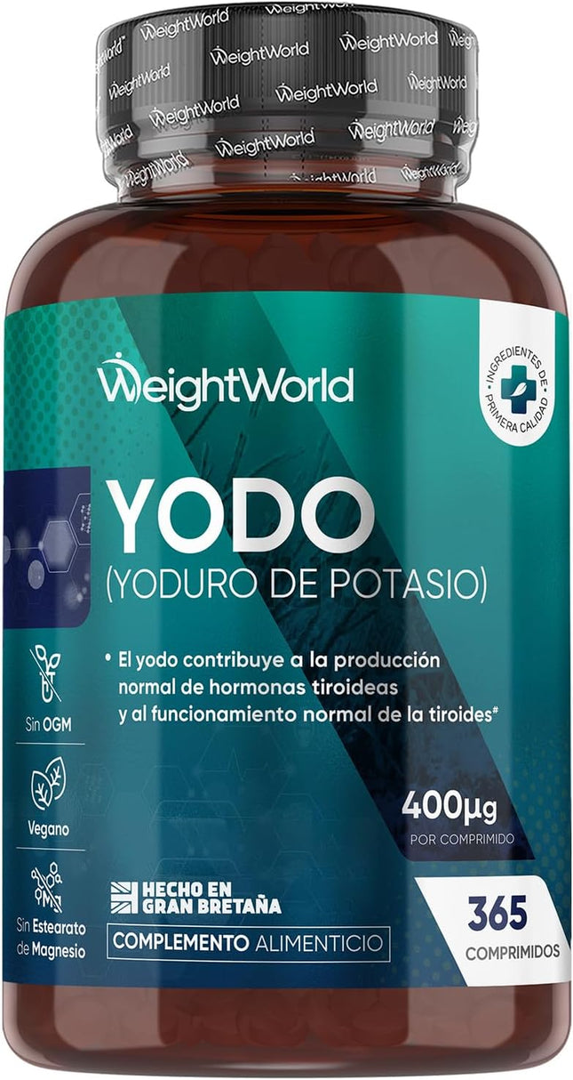 Yodo Suplemento 400 Mcg - 365 Comprimidos De Yoduro De Potasio