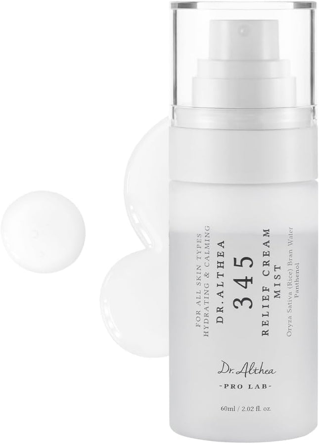 Dr.Althea 345 Relief Cream Mist, Bruma Facial Hidratante Con Extracto De Arroz, Cuidado Calmante Para Piel Sensible, Skincare Coreano Vegano, 60 Ml