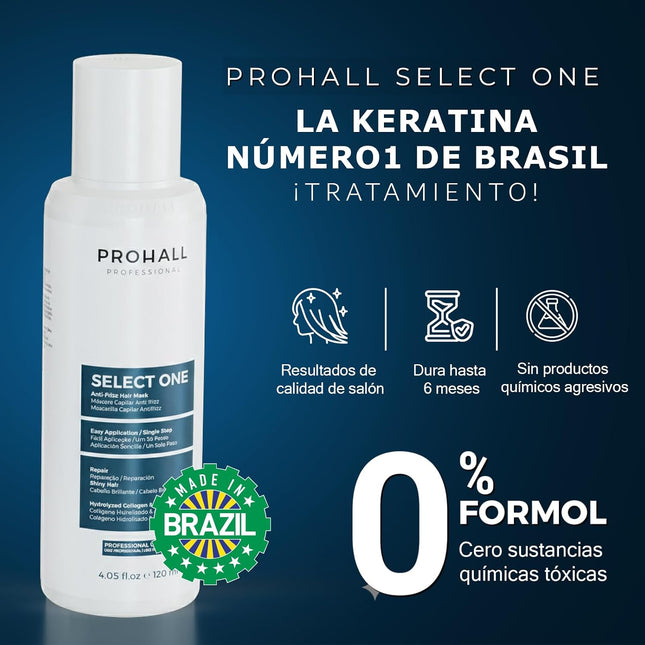 Prohall Keratina Para Alisar El Cabello Sin Formol Alisado Brasileño 120Ml
