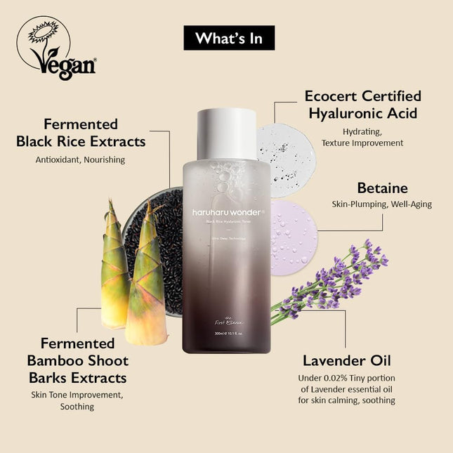 Wonder Black Rice Hyaluronic Toner, 300 Ml, Olor Lavanda
