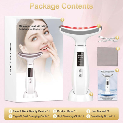 Masajeador Facial LED Antiarrugas — Vibración, Calor y Frío