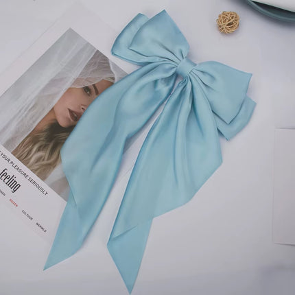 Bow Ribbon Hair Clip for Women Bowknot Barrettes Girls Solid Stain Spring Ponytail Clip Headband Hair Accessories Headwear Gift