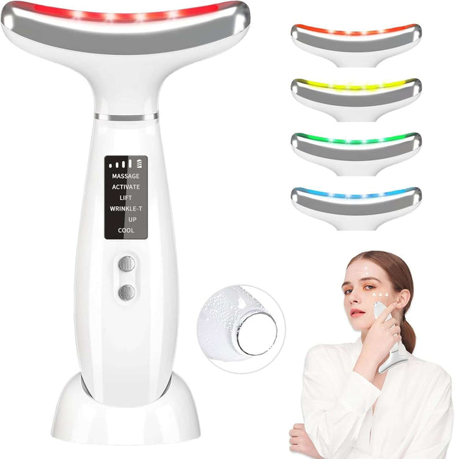 Masajeador Facial LED Antiarrugas — Vibración, Calor y Frío
