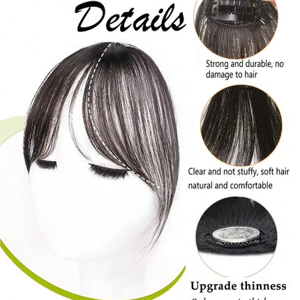 Synthesis Wig Middle-Part Bangs Hair Extensions Clip in Forehead Natural Seamless French Oblique Bangs Eight-Character Bangs