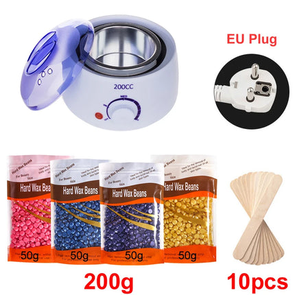 200Ml Hair Removal Tool Smart Warmer Wax Heater Hands Feet Epilator Depilatory Skin Care Paraffin Wax Machine Kit+Wax Beans
