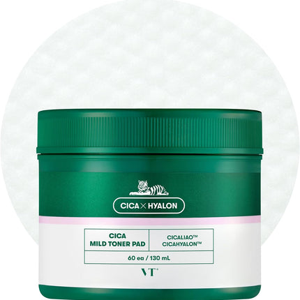 VT COSMETICS VT CICA MILD TONER PAD (60Ea, 130Ml)