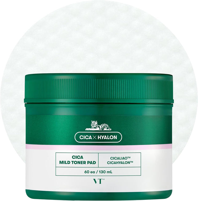 VT COSMETICS VT CICA MILD TONER PAD (60Ea, 130Ml)