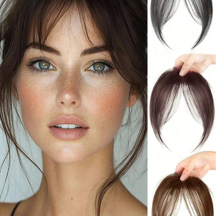 Synthesis Wig Middle-Part Bangs Hair Extensions Clip in Forehead Natural Seamless French Oblique Bangs Eight-Character Bangs