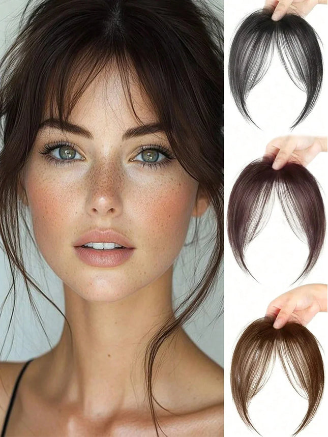 Synthesis Wig Middle-Part Bangs Hair Extensions Clip in Forehead Natural Seamless French Oblique Bangs Eight-Character Bangs