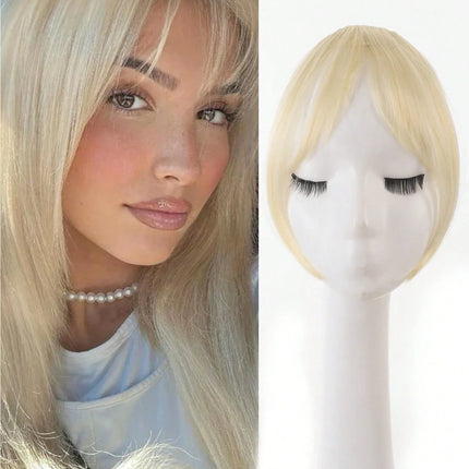 Synthesis Wig Middle-Part Bangs Hair Extensions Clip in Forehead Natural Seamless French Oblique Bangs Eight-Character Bangs