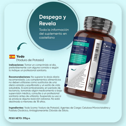 Yodo Suplemento 400 Mcg - 365 Comprimidos De Yoduro De Potasio