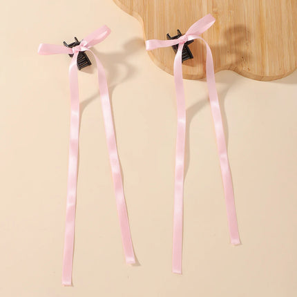 2Pcs New Cute Ribbon Bow Headband Long Tassel Hair Clip Women'S Hair Accessories Girls Party Headwear Side Clips Wholesale