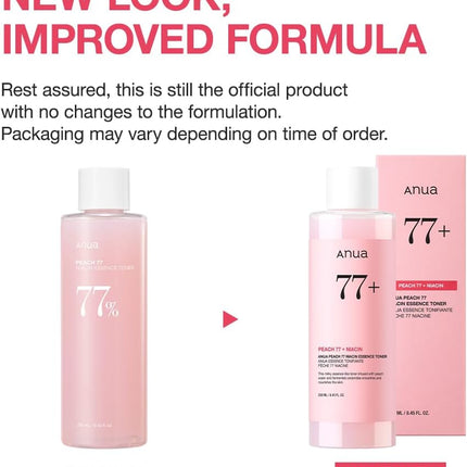 Anua Peach 77 Niacin Essence Toner, Tónico Facial Iluminador Para Glass Skin, Con Niacinamida, Pantenol Y Ceramidas, Skincare Coreano, 250 Ml