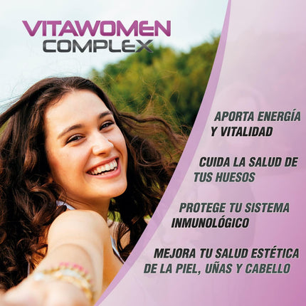 Complejo Multivitamínico Para Mujer | 24 Vitaminas | Vitamina C, Vitamina E, Magnesio, D3,B12 | Protege, Refuerza Y Fortalece Las Defensas| Aporta Energía Y Vitalidad | 60 Cápsulas