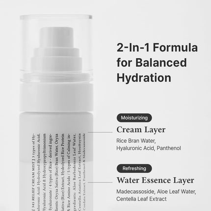 Dr.Althea 345 Relief Cream Mist, Bruma Facial Hidratante Con Extracto De Arroz, Cuidado Calmante Para Piel Sensible, Skincare Coreano Vegano, 60 Ml
