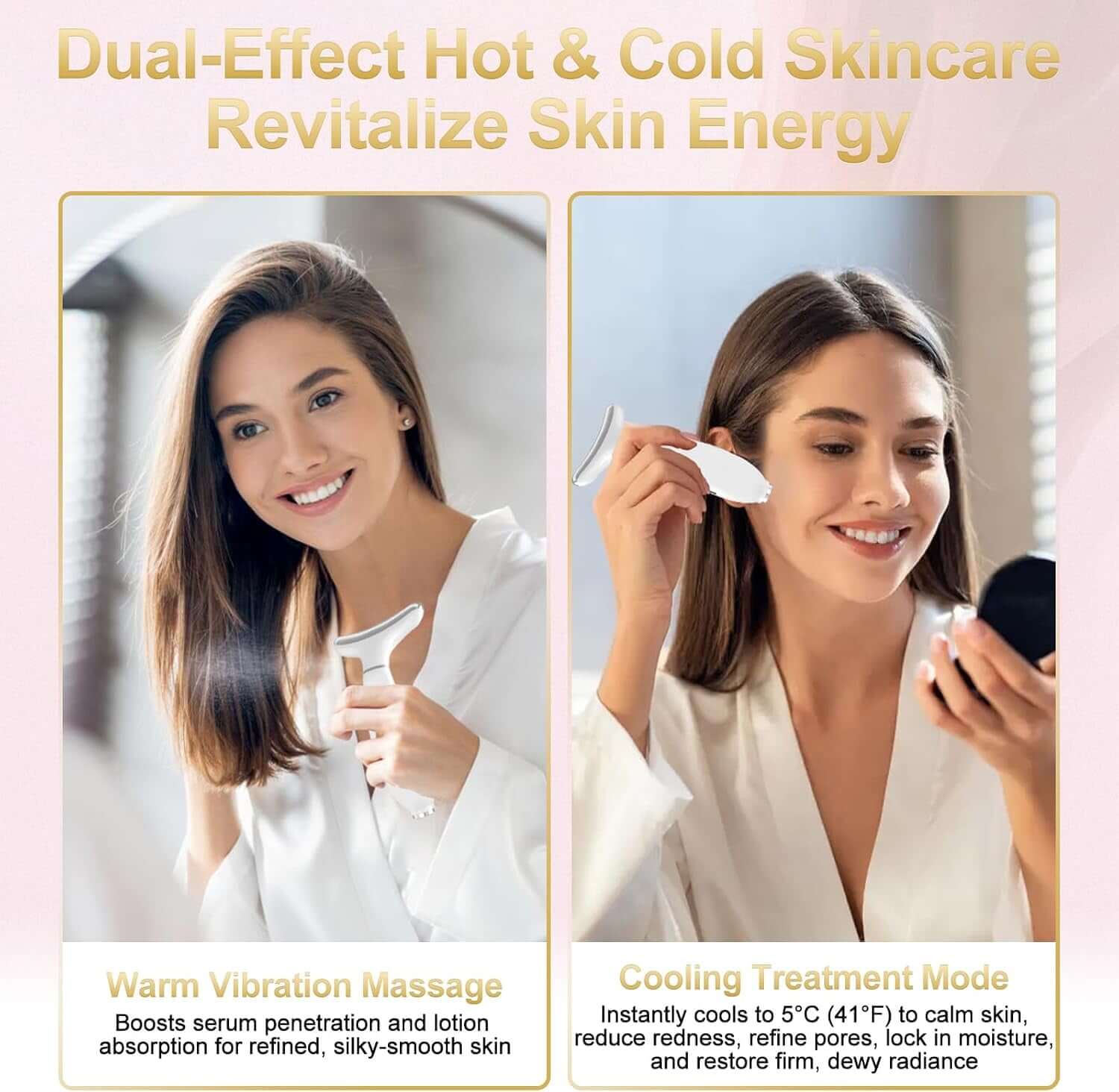 Masajeador Facial LED Antiarrugas — Vibración, Calor y Frío
