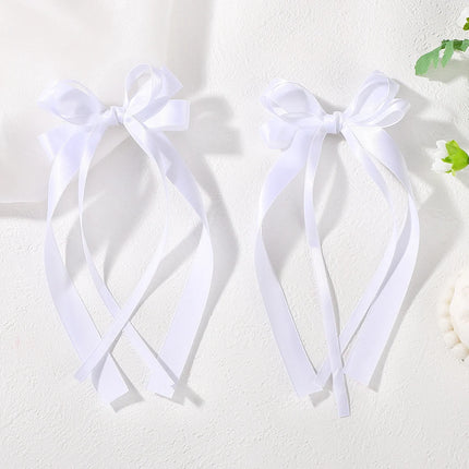 2Pcs New Cute Ribbon Bow Headband Long Tassel Hair Clip Women'S Hair Accessories Girls Party Headwear Side Clips Wholesale
