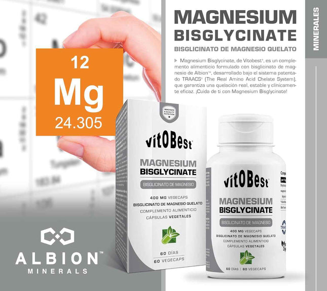 Bisglicinato de Magnesio Vitobest Albion 60 Cápsulas