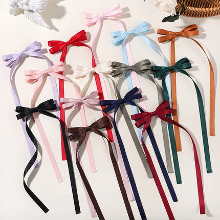 2Pcs New Cute Ribbon Bow Headband Long Tassel Hair Clip Women'S Hair Accessories Girls Party Headwear Side Clips Wholesale