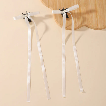 2Pcs New Cute Ribbon Bow Headband Long Tassel Hair Clip Women'S Hair Accessories Girls Party Headwear Side Clips Wholesale