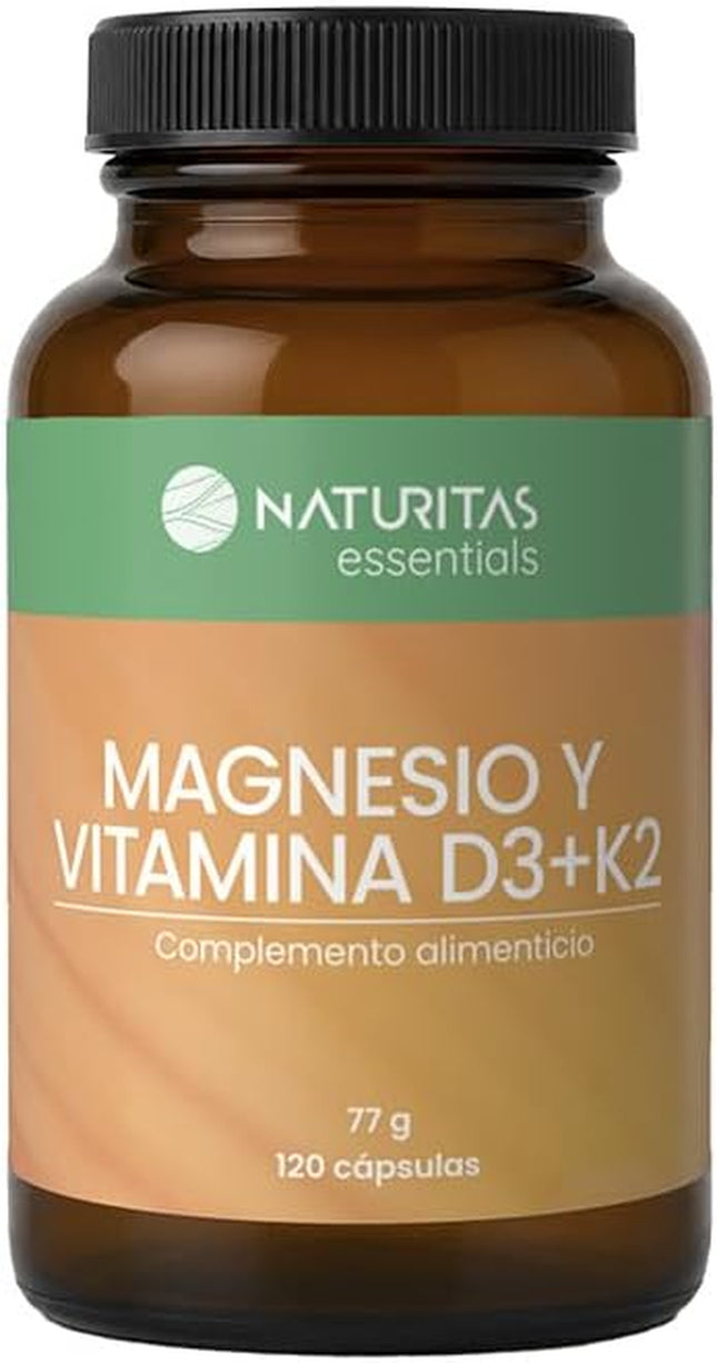 Magnesio D3+K2 | 120 Cápsulas | Naturitas Essentials | Citrato Bisglicinato