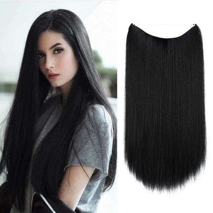 Synthetic No Clip Hair Extension Ombre Natural Fake False Long Straight Hairpiece Blonde Hair for Women