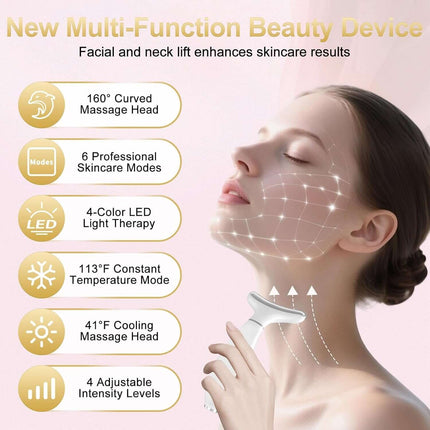 Masajeador Facial LED Antiarrugas — Vibración, Calor y Frío
