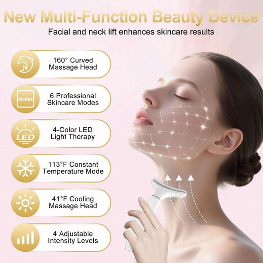 Masajeador Facial LED Antiarrugas — Vibración, Calor y Frío