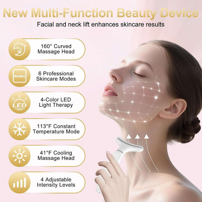 Masajeador Facial LED Antiarrugas — Vibración, Calor y Frío
