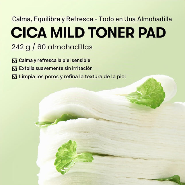 VT COSMETICS VT CICA MILD TONER PAD (60Ea, 130Ml)