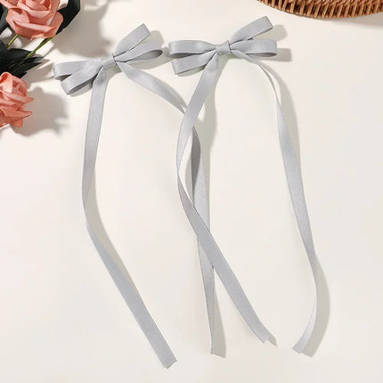 2Pcs New Cute Ribbon Bow Headband Long Tassel Hair Clip Women'S Hair Accessories Girls Party Headwear Side Clips Wholesale